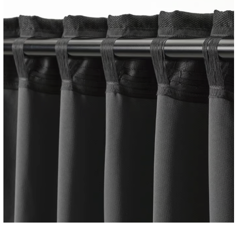 ANNAKAJSA Room darkening curtains, 1 pair, anthracite/with heading tape, 145x250 cm