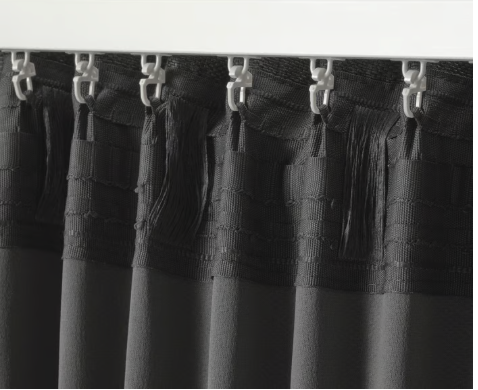 ANNAKAJSA Room darkening curtains, 1 pair, anthracite/with heading tape, 145x250 cm