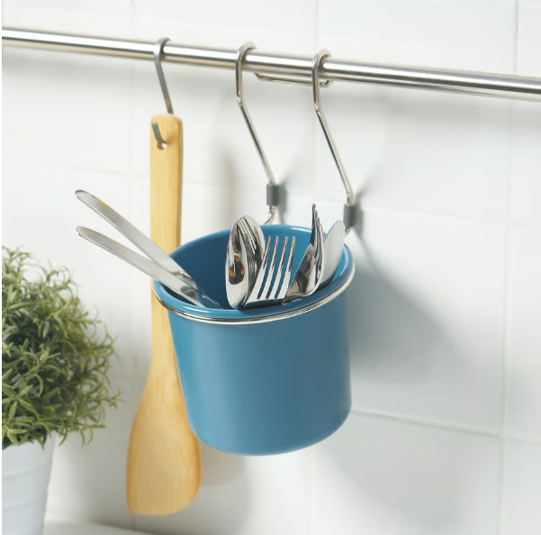 HULTARPContainer, blue/nickel-plated, 14x16 cm