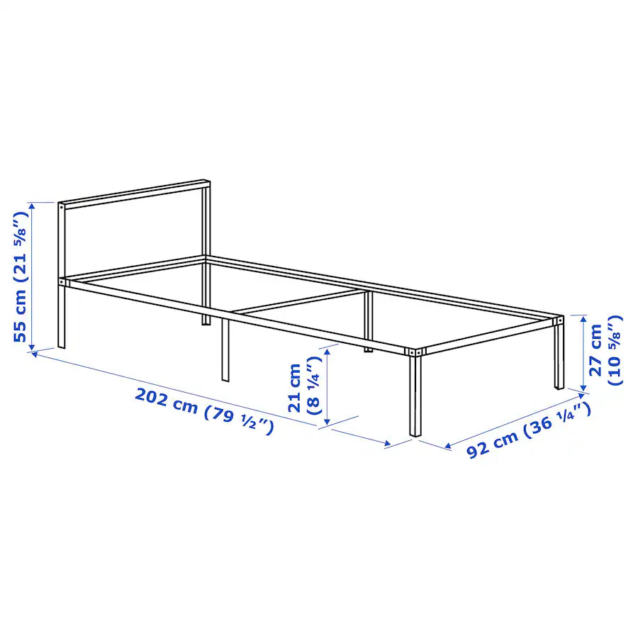 IKEA GRIMSBU Bed frame, grey, 90x200 cm