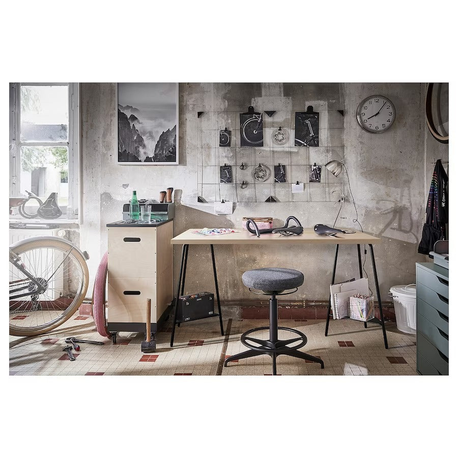 IKEA MELLTORP/TILLSLAG Desk, white/black metal, 125x75 cm