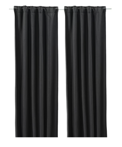 ANNAKAJSA Room darkening curtains, 1 pair, anthracite/with heading tape, 145x250 cm