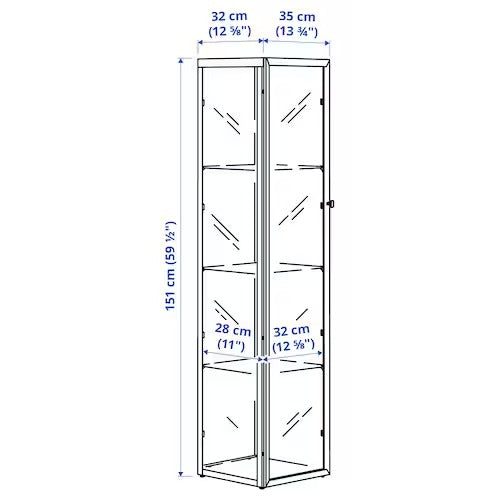 IKEA BLÅLIDEN Glass-door cabinet, white, 35x32x151 cm