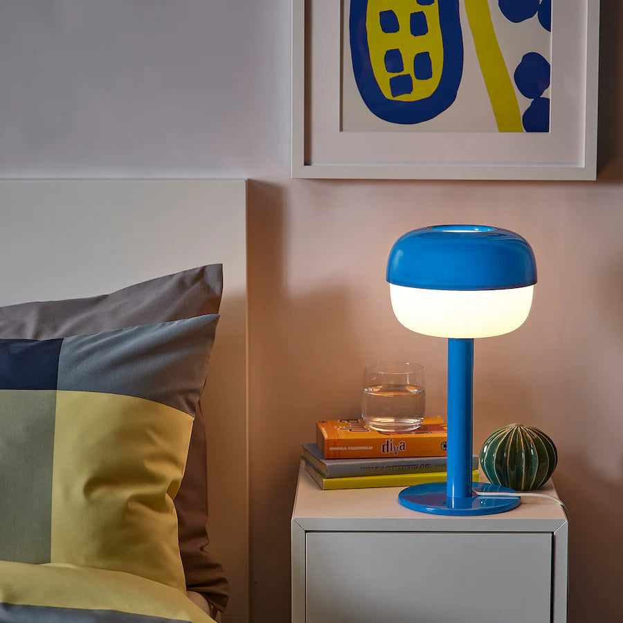 IKEA BLÅSVERK Table lamp, blue, 36 cm