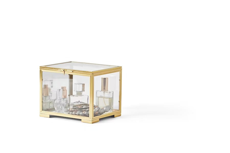 IKEA BOMARKEN Display box, gold-colour, 17x20x16 cm