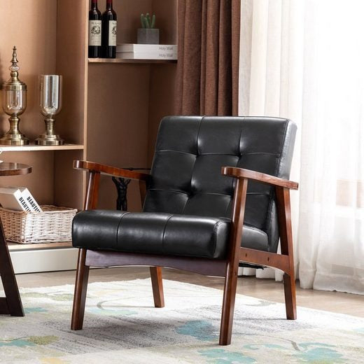 Wooden Leather Armchair