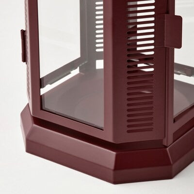 IKEA ENRUM Lantern for pillar candle, in/out, brown-red, 28 cm
