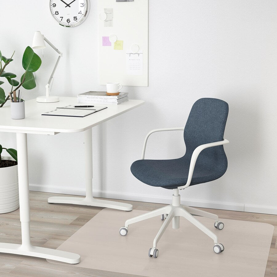 IKEA LÅNGFJÄLL Conference chair with armrests, Gunnared blue/white