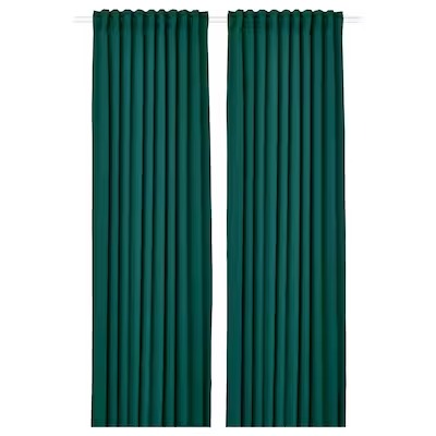 IKEA MAJGULL Block-out curtains, 1 pair, dark turquoise, 145x250 cm