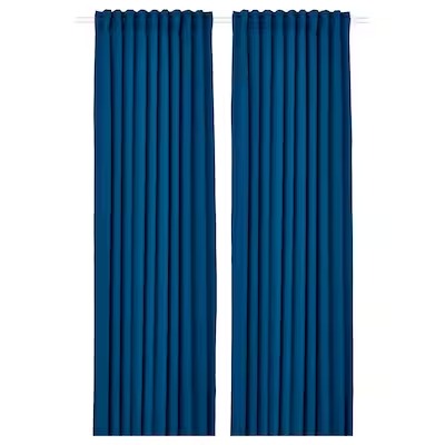 IKEA MAJGULL Block-out curtains, 1 pair, dark blue, 145x250 cm