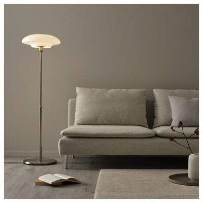 IKEA TÄLLBYN Floor lamp, nickel-plated/opal white glass, 135 cm