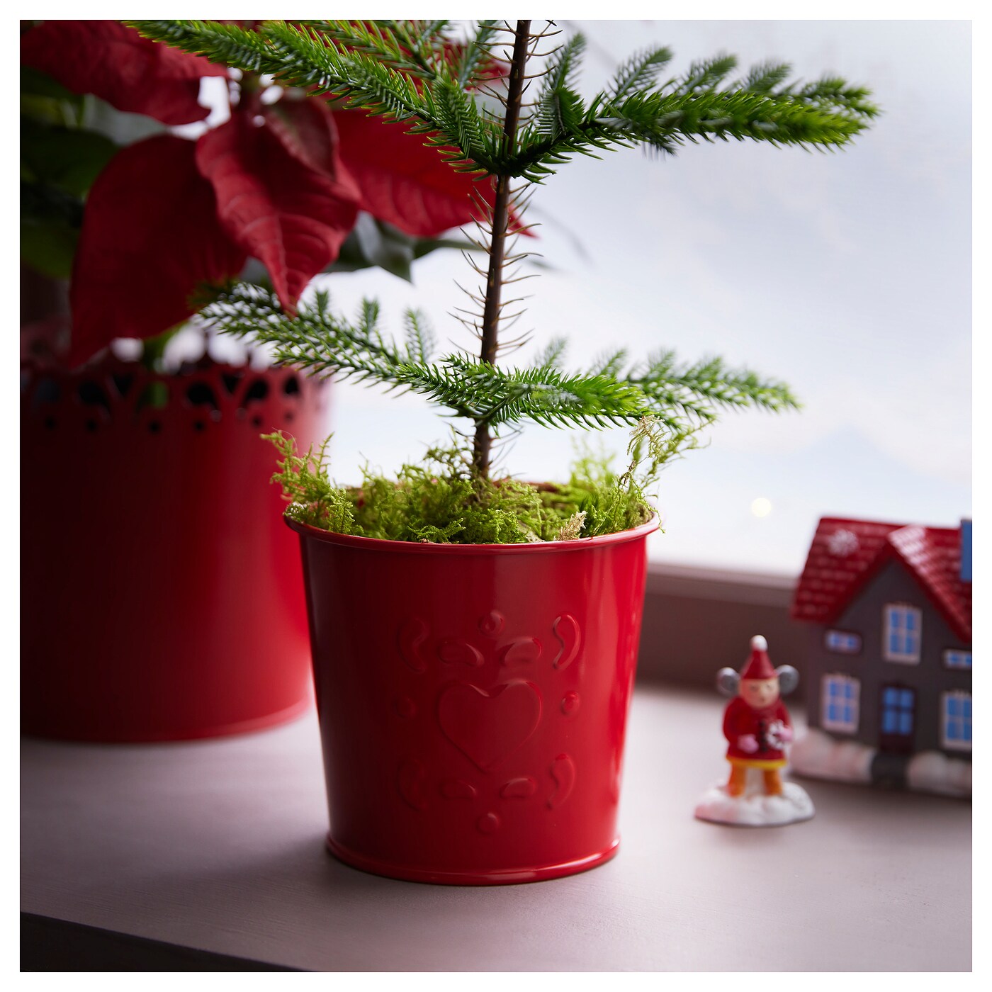 IKEA VINTERFINT Plant pot, heart pattern red, 9 cm