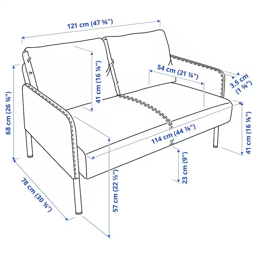 IKEA GLOSTAD 2-seat sofa, Knisa medium blue