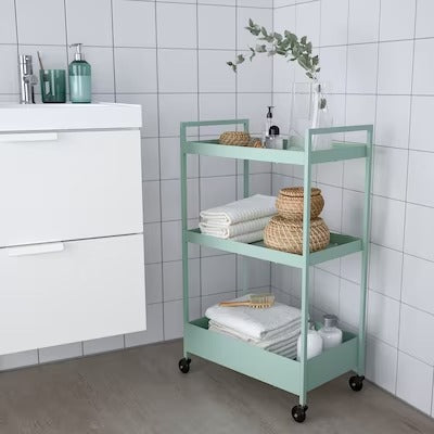 IKEA NISSAFORS Trolley, pale green, 50.5x30x83 cm