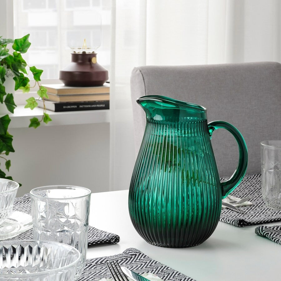 IKEA SÄLLSKAPLIG Jug, patterned/green, 2 l